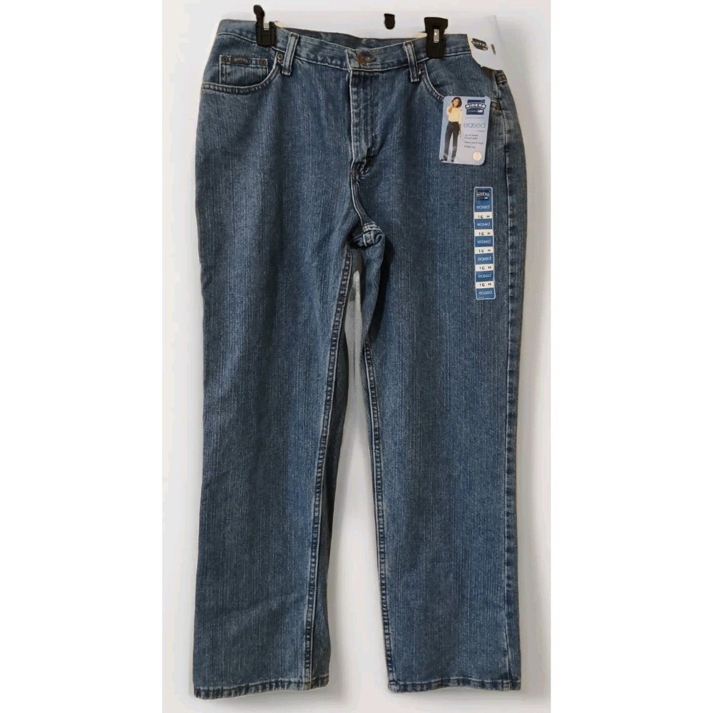 Riders by Lee Jeans Woman's Adult 16 M Blue Denim Eased Misses Straight 5 pocket